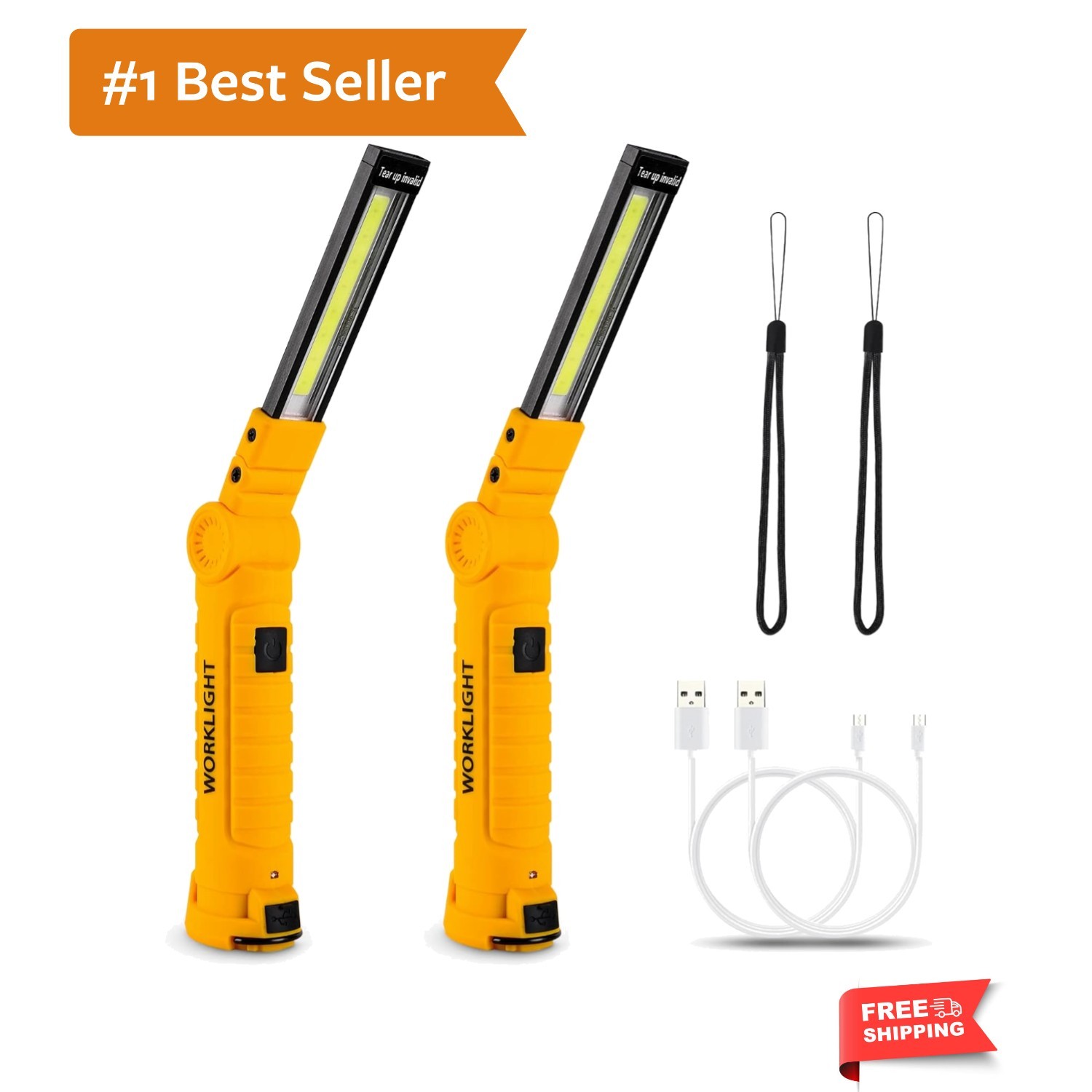 Tool Gifts for Men,Rechargeable LED Work Lights 2-Pack, Magnetic Base, Christ…