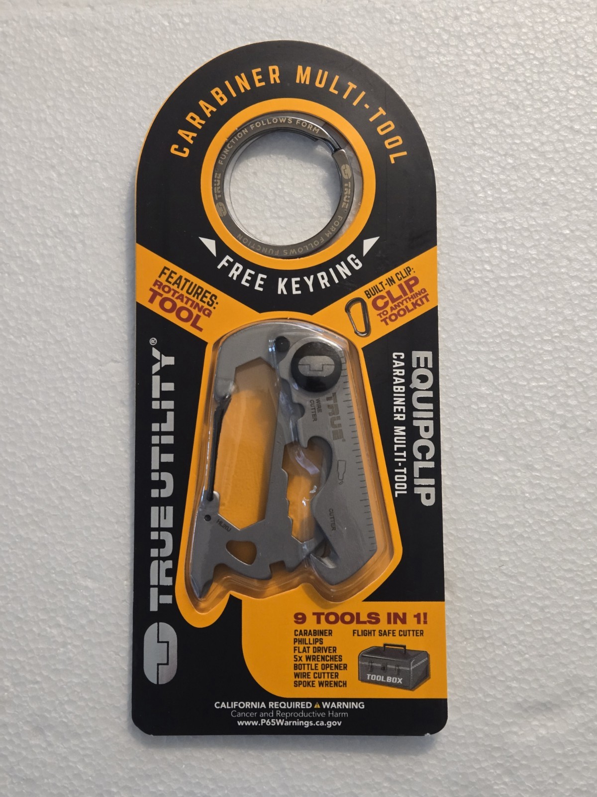 TRUE UTILITY EQUIPCLIP CARABINER MULTI-TOOL W/ KEYRING ( NEW )
