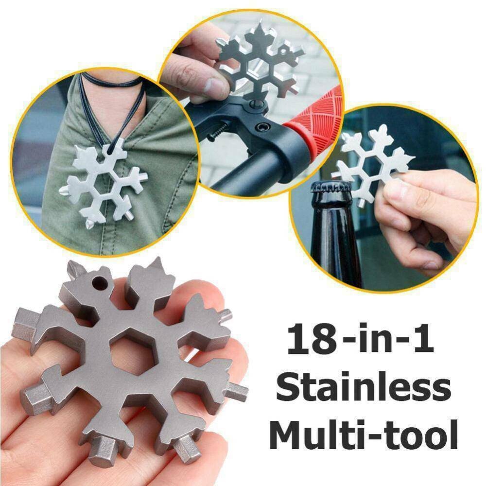 3pics 18 in 1 Portable Snowflake Multi Tool Stainless Tool (Black Silver +color)