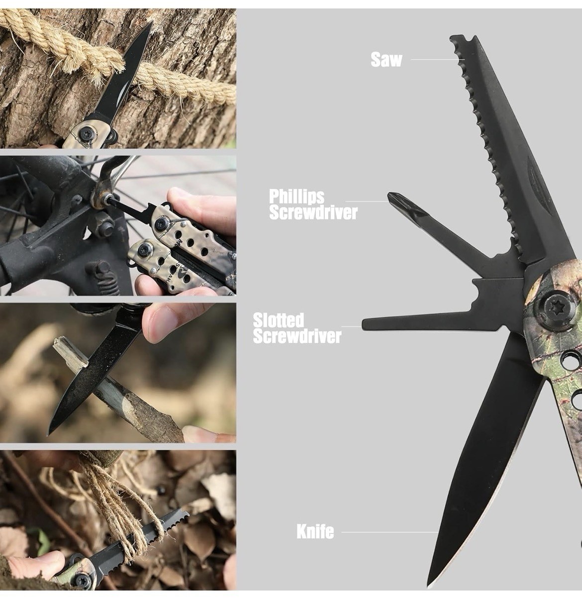 MOSSY OAK 13-in-1 MULTI-TOOL w/ Sheath (Knife, Pliers, Saw, Screwdrivers, etc.)