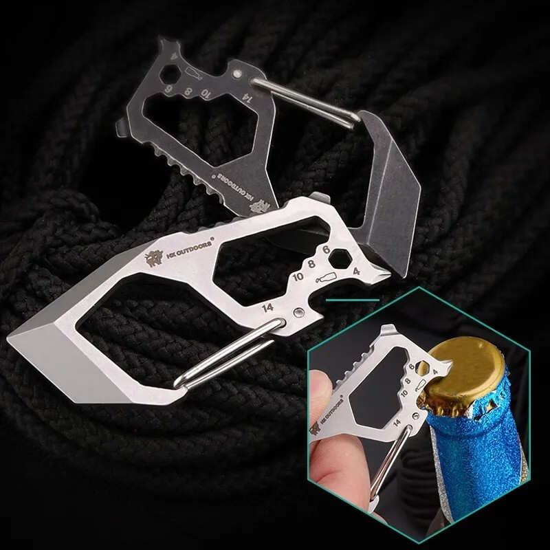HX Outdoors Little Shark Express Buckle Carabiner Keychain EDC 8-in-1 Multitool