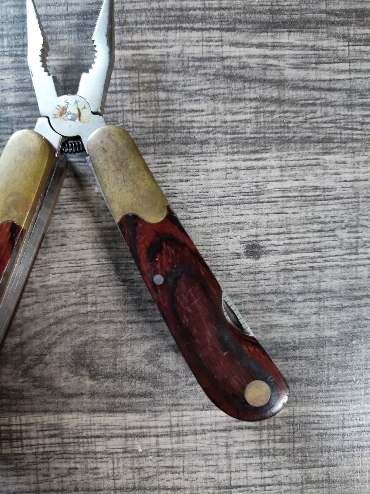 Vintage Husky 25 Years 25th Anniversary Limited Edition Multi-Tool Brass & Wood