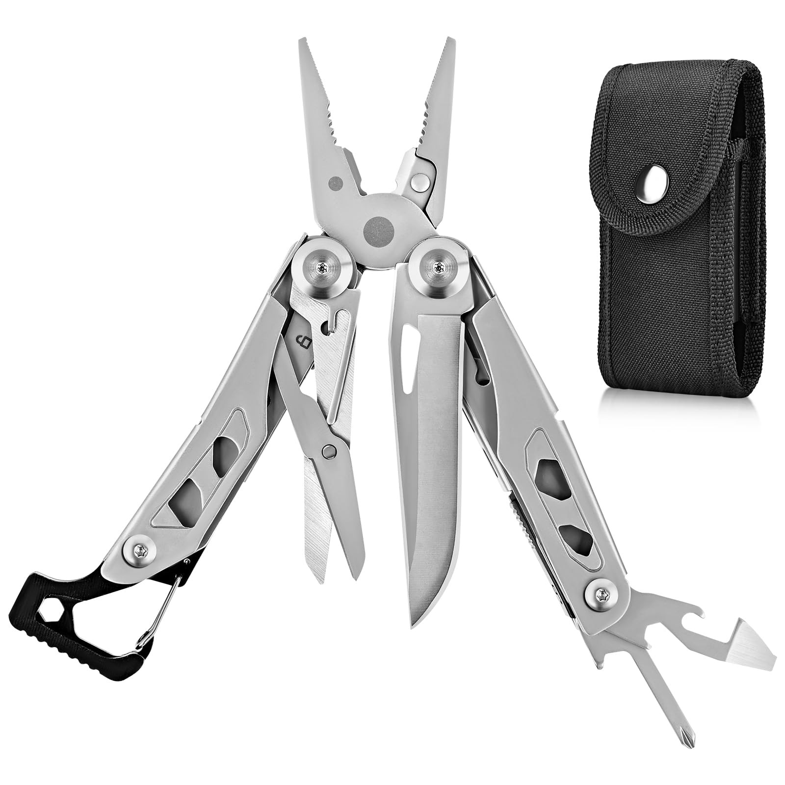 Multitool Pliers, 13 in 1 Multipurpose Plier with Carabiner, ASTM 420 Portabl…