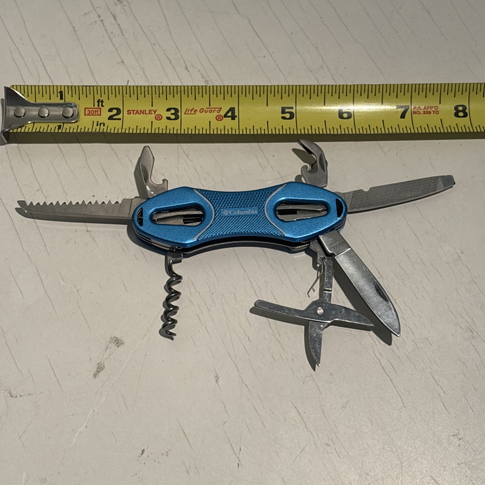 Columbia Stainless Steel 7 Multifunction Tool Set! All In One Blue Tool Kit