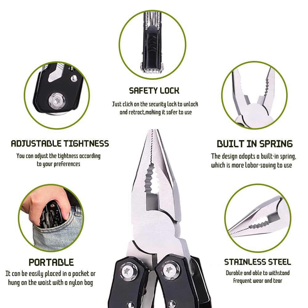 14 in 1 Multitool Pliers Gives One Whistle as a Gift, Professional Pocket Pli…