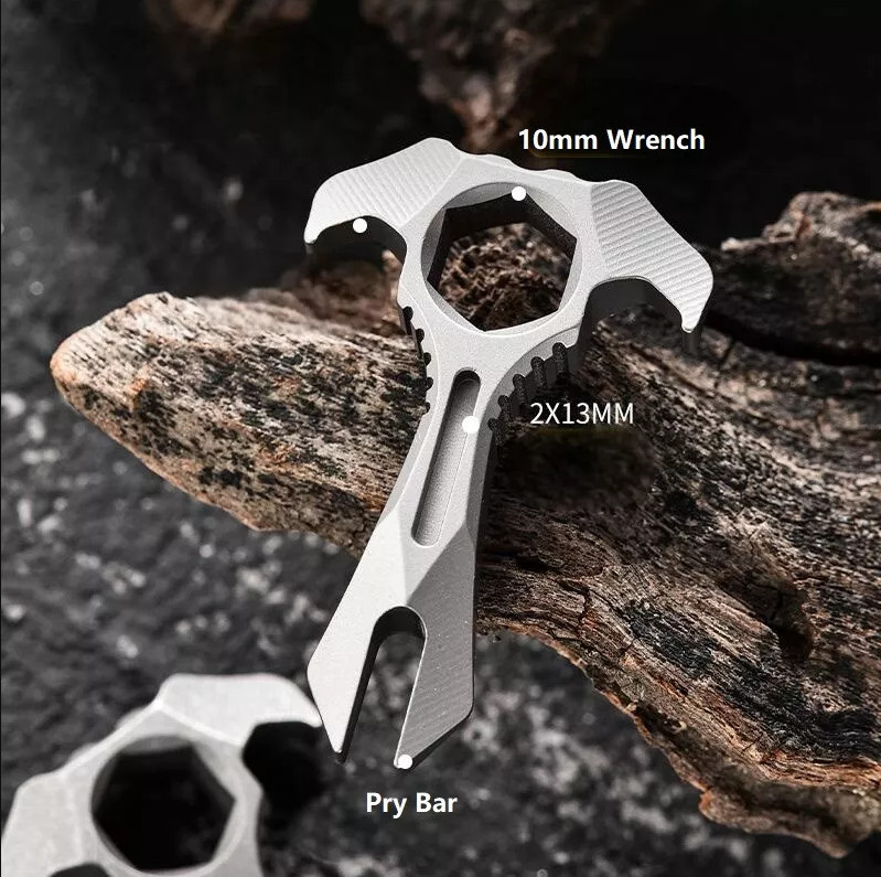 Titanium Alloy Pry Bar Crowbar Wrench Can Opener EDC Outdoor Portable Multi Tool