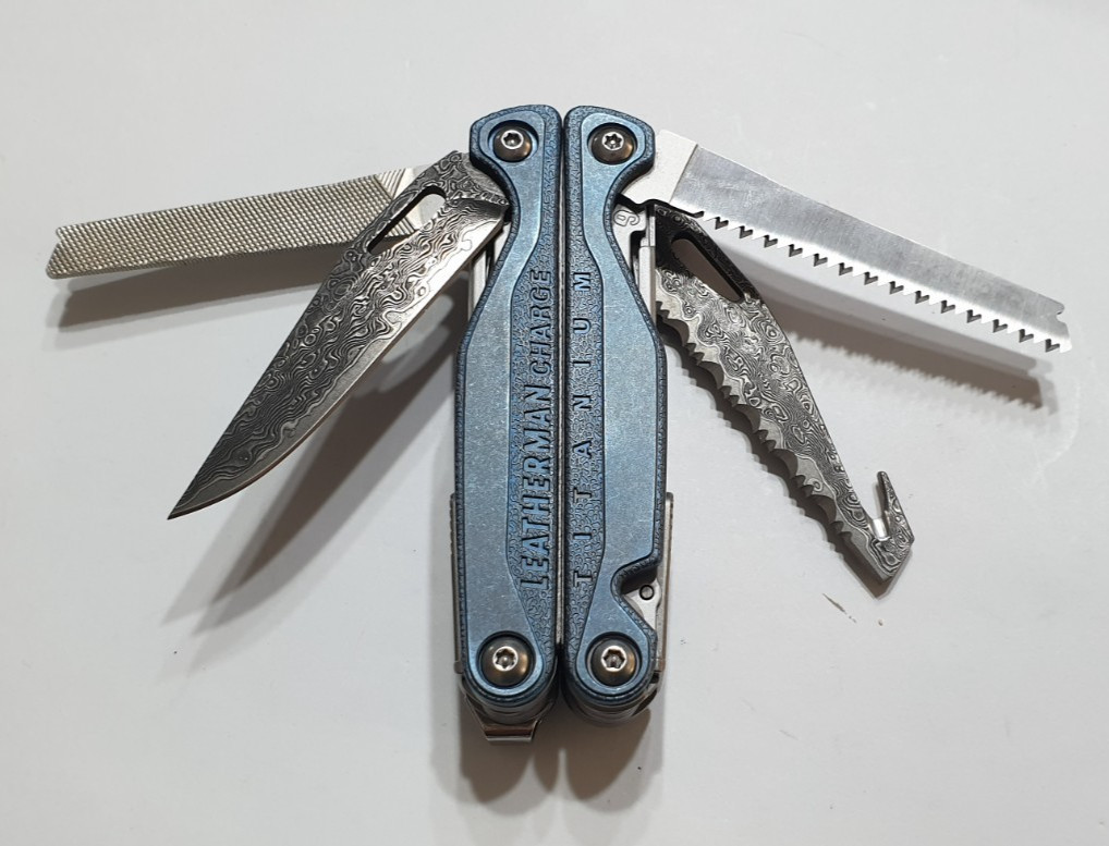 🔥🔥🔥 Leatherman Charge TTI Titanium Damascus Blades NotUsed Very Rare