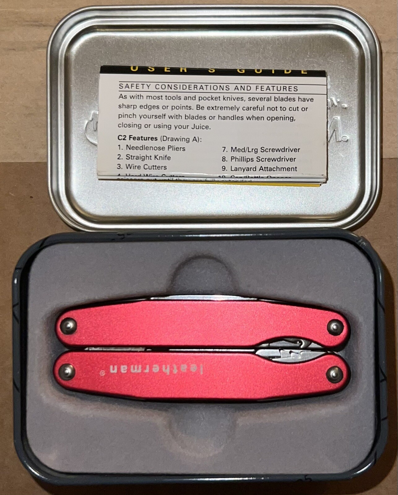 LEATHERMAN Juice C2 70101012K Inferno Red New Collector’s Tin Discontinued RARE