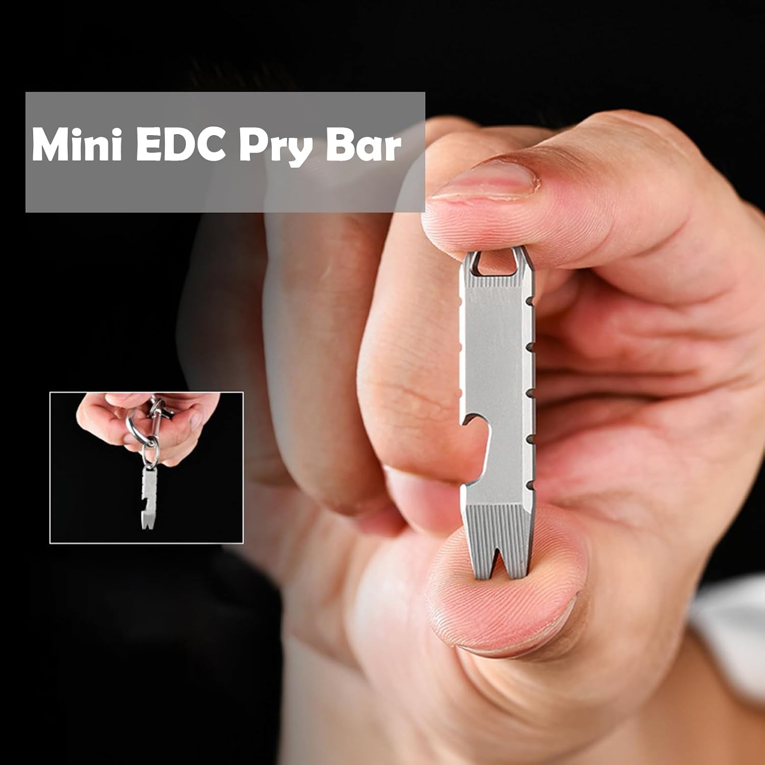 Hamans Mini Pry Bar Multi Tool Titanium Bottle Opener Keychain Screwdriver