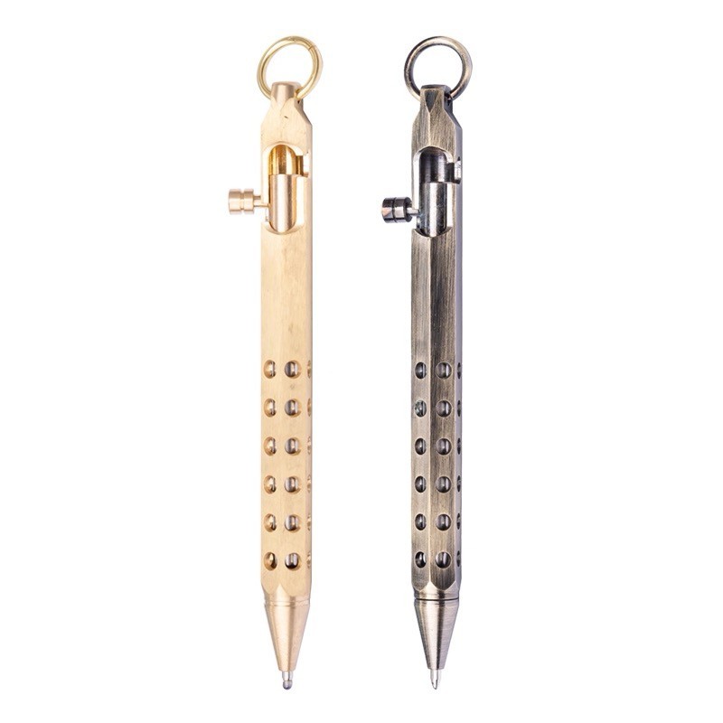 Handmade Six-Edge Brass Pen Practical Ballpoint Pen Pocket Keychain EDC Pen