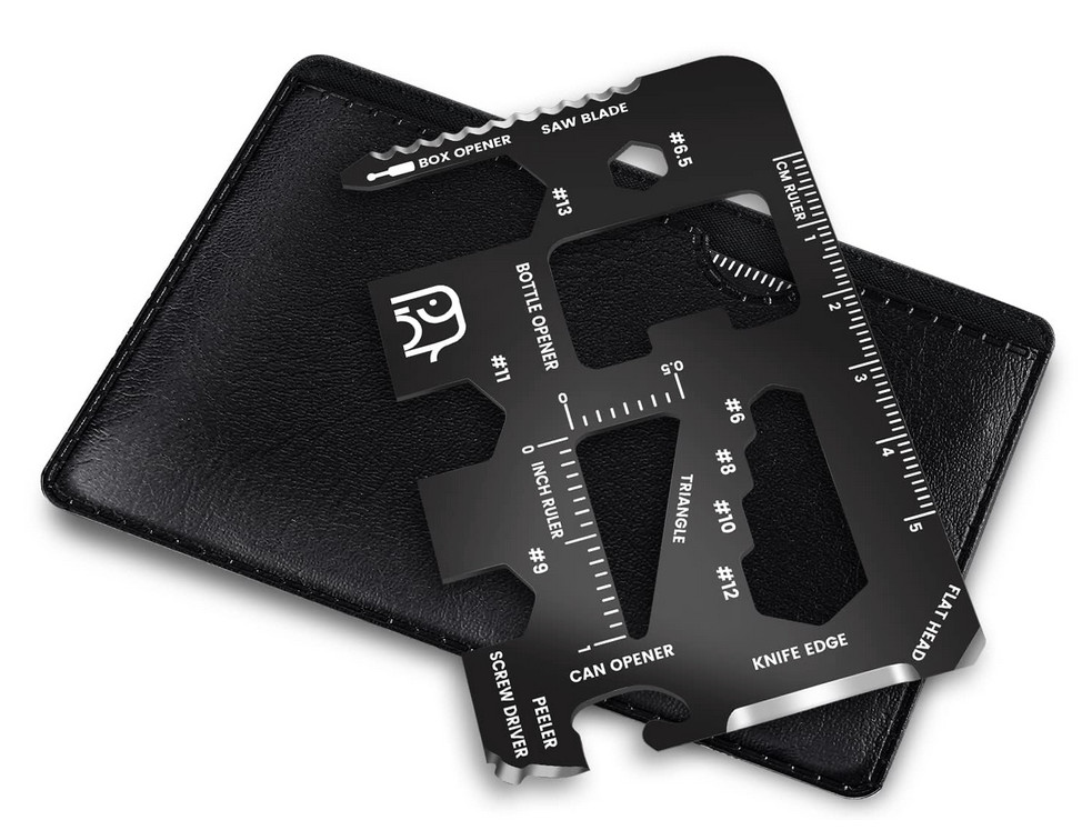 Lot of 8 Credit Card Multi Tools 20 in 1 Stainless Steel Survival Wallet Tool Mi