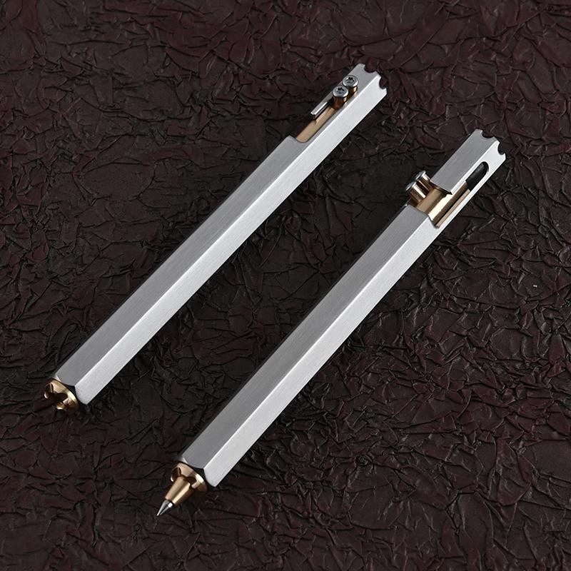 1pc Hexagonal Stainless Steel Tactical Pen Multi Tool Glass Breaker Writing Edc