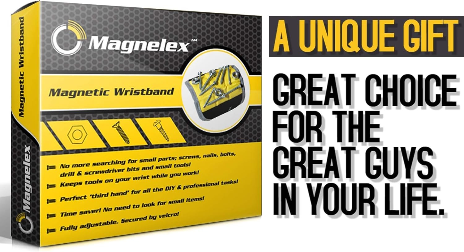 Magnelex Magnetic Wristband for Tools Screws Nails Bits Handyman DIY Gift