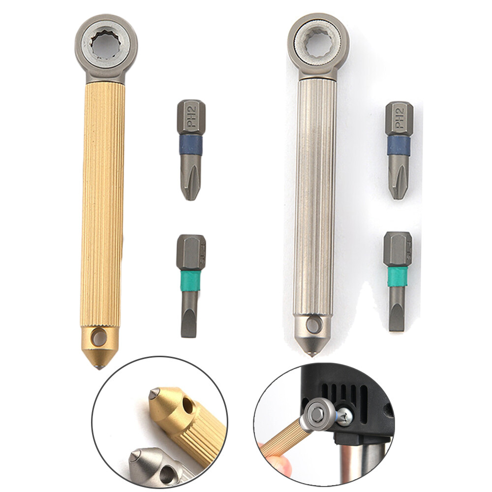 Titanium Brass S2 steel Multi Tools Card Screwdriver Pocket Outdoor Keychain EDC