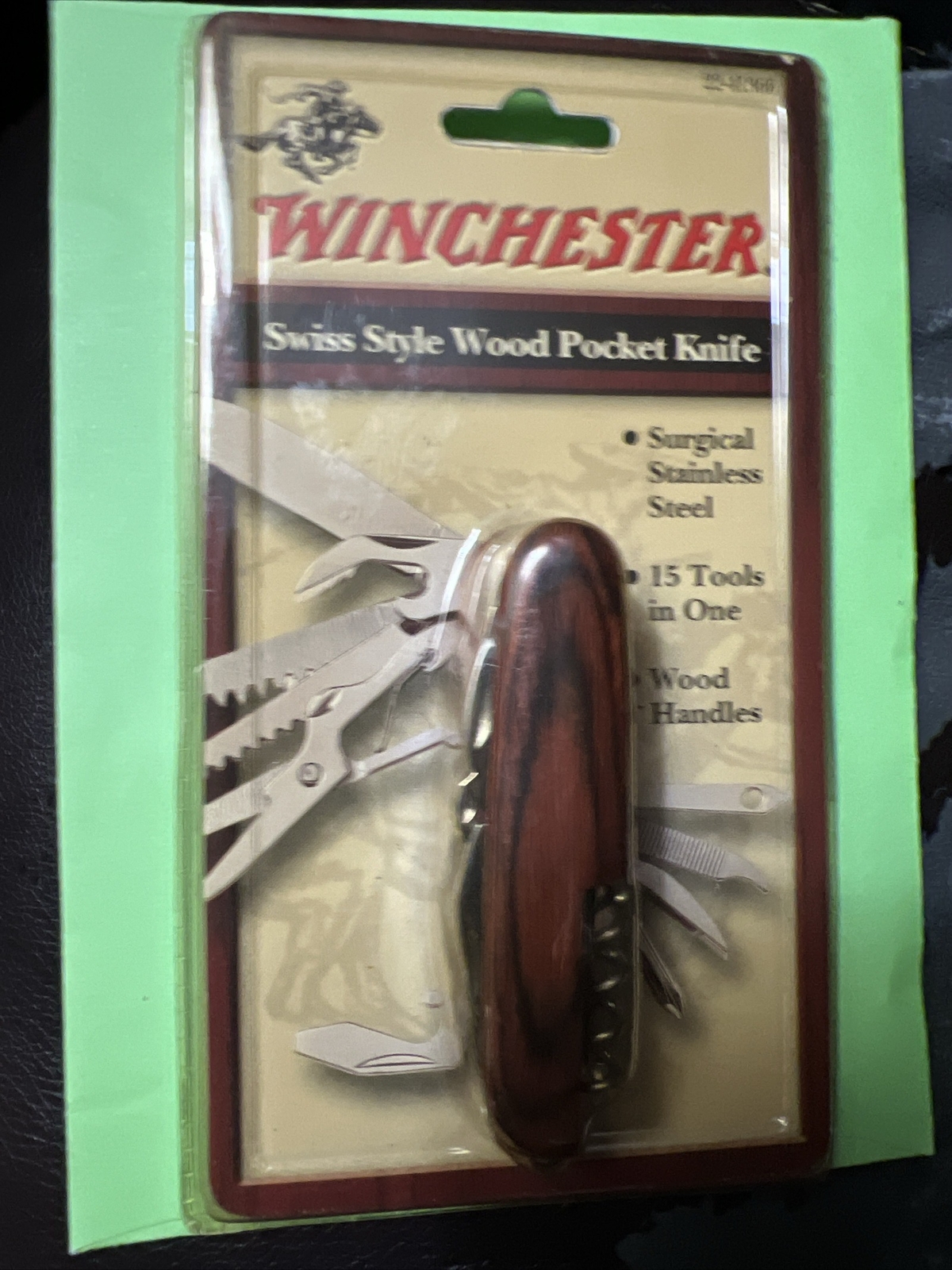 WINCHESTER Swiss Style Wood Pocket Knife 15 Functions Surgical Stainless Steel
