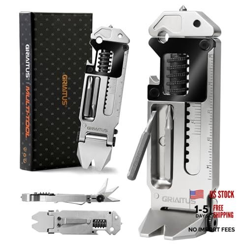 EDC Gear Pry Bar EDC 7 in 1 Multitool with Keychain, Bottle Opener,