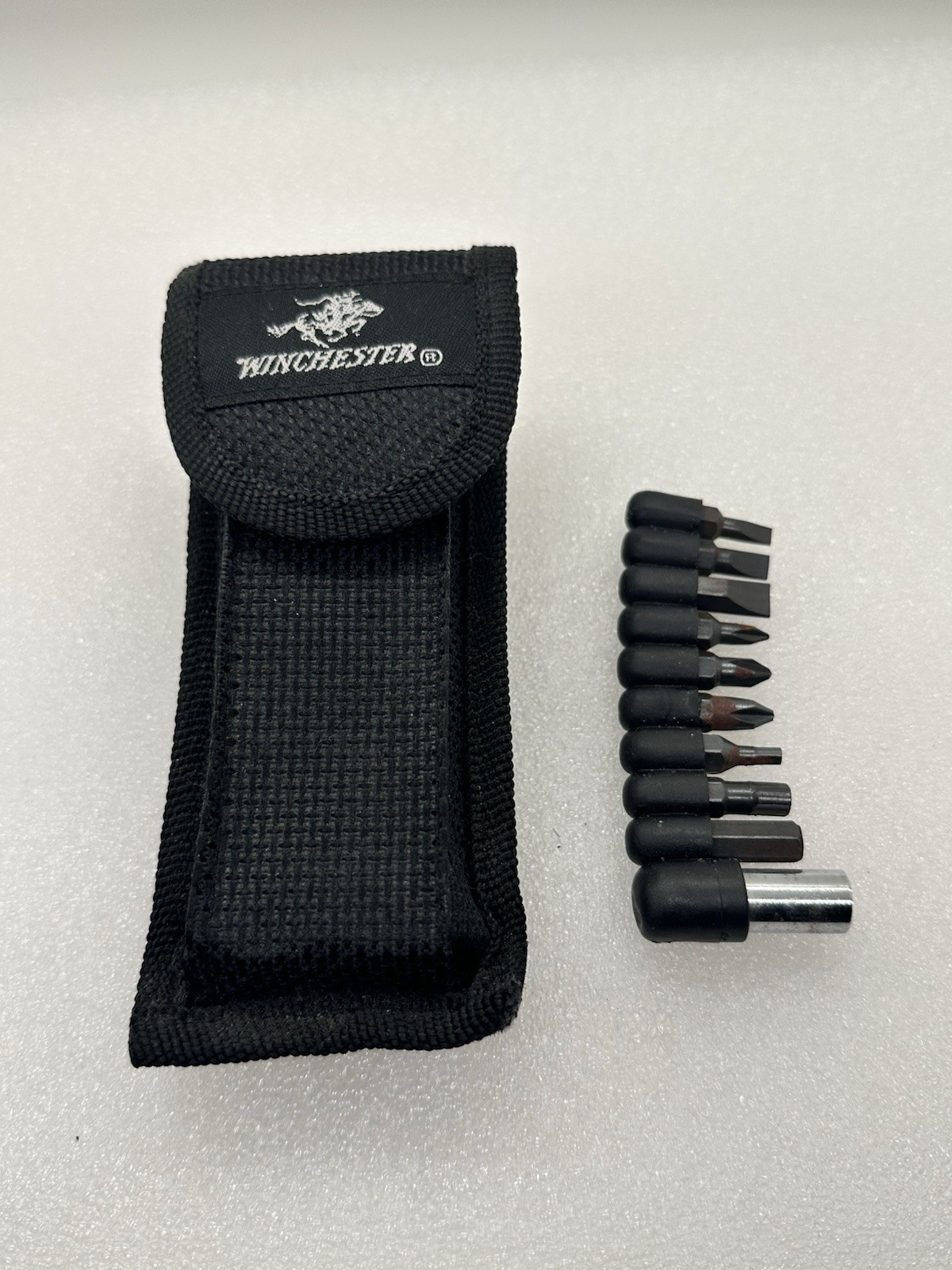 Winchester Wood Inlay Butterfly Opening 12 In 1 Multitool W/ Sheath & Bit Set