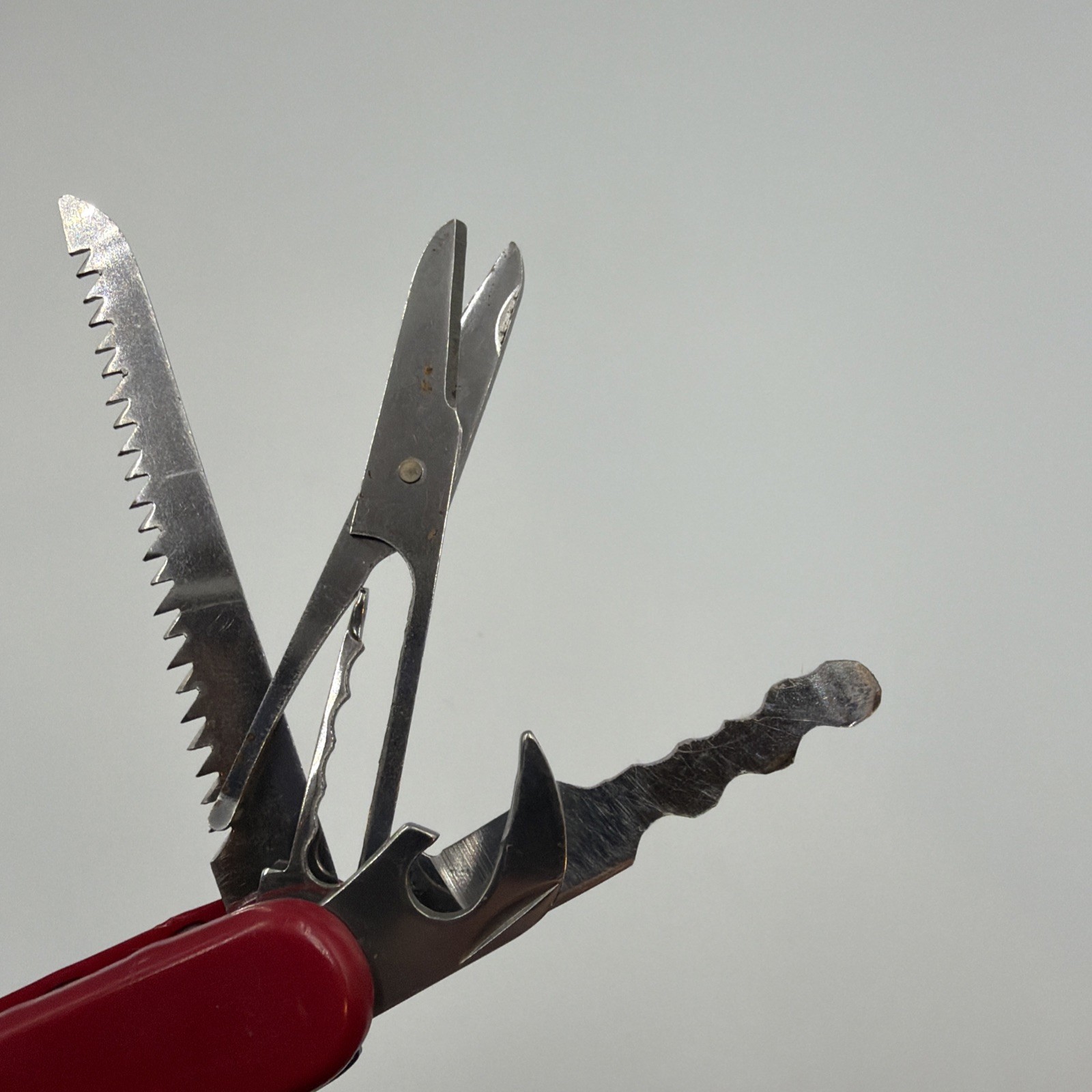 ALLTRADE Red Multi-Tool Knife Saw Corkscrew Stainless Steel Blade Camping