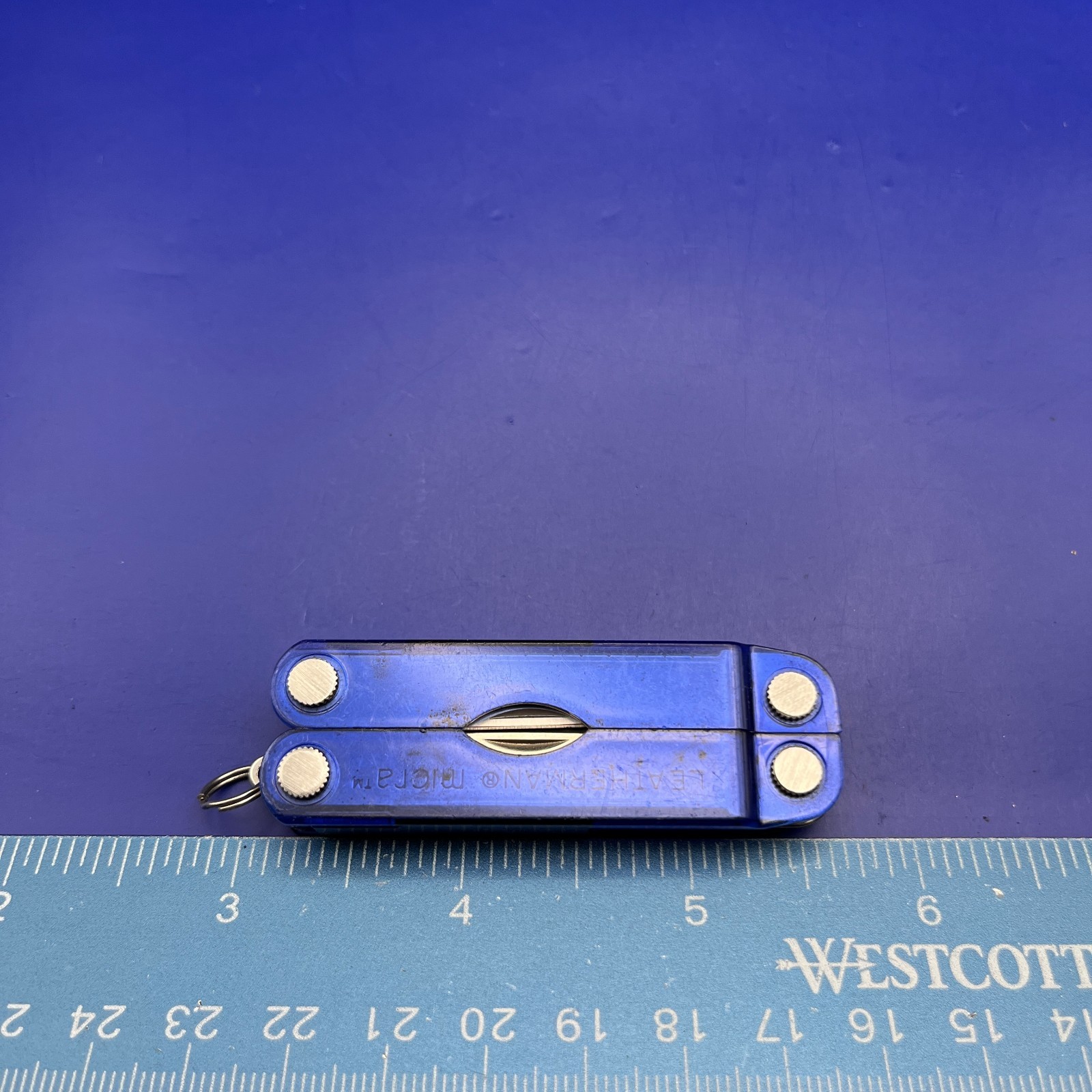 Leatherman Micra Multi-Tool Knife, Scissors- Blue Translucent