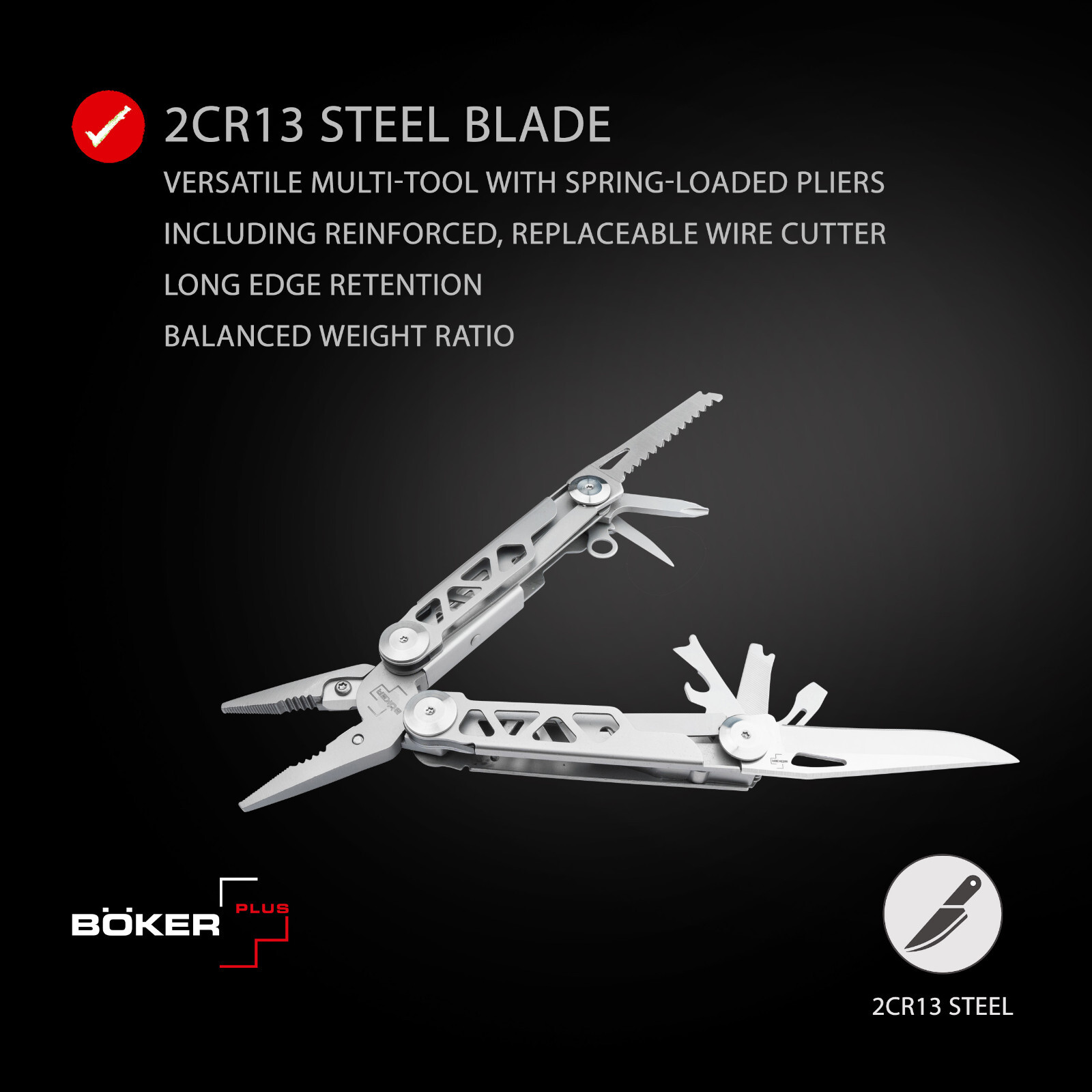 Boker Plus Specialist Pro Multitool Tool 3.07″ Blade 2Cr3 Knife Pliers ✔️09BO830