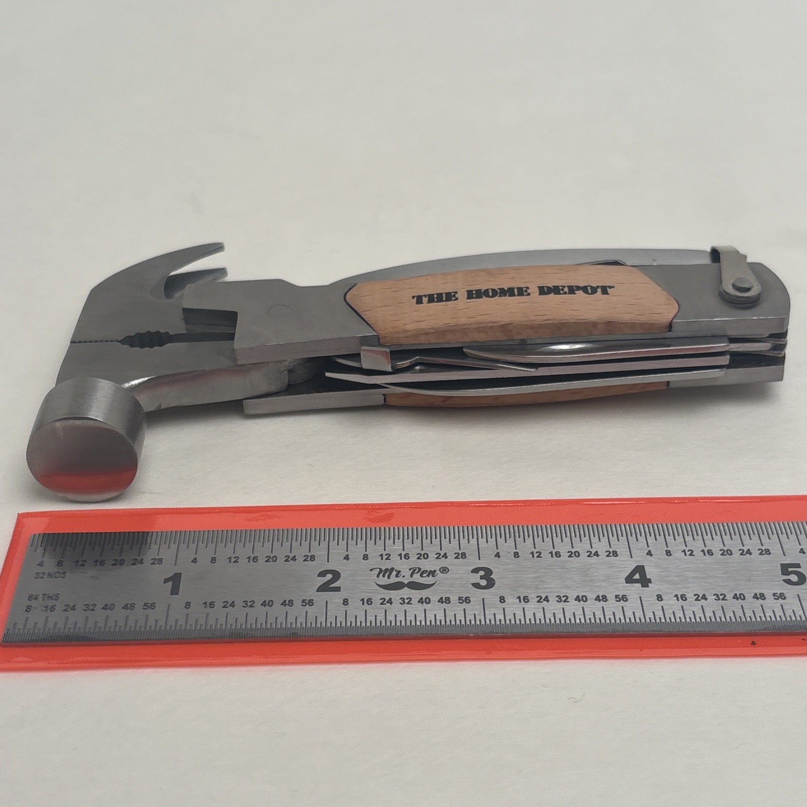 The Home Depot Wood Branded Mulitool Hammer Pliers Knife Saw File DIY Hunt Camp