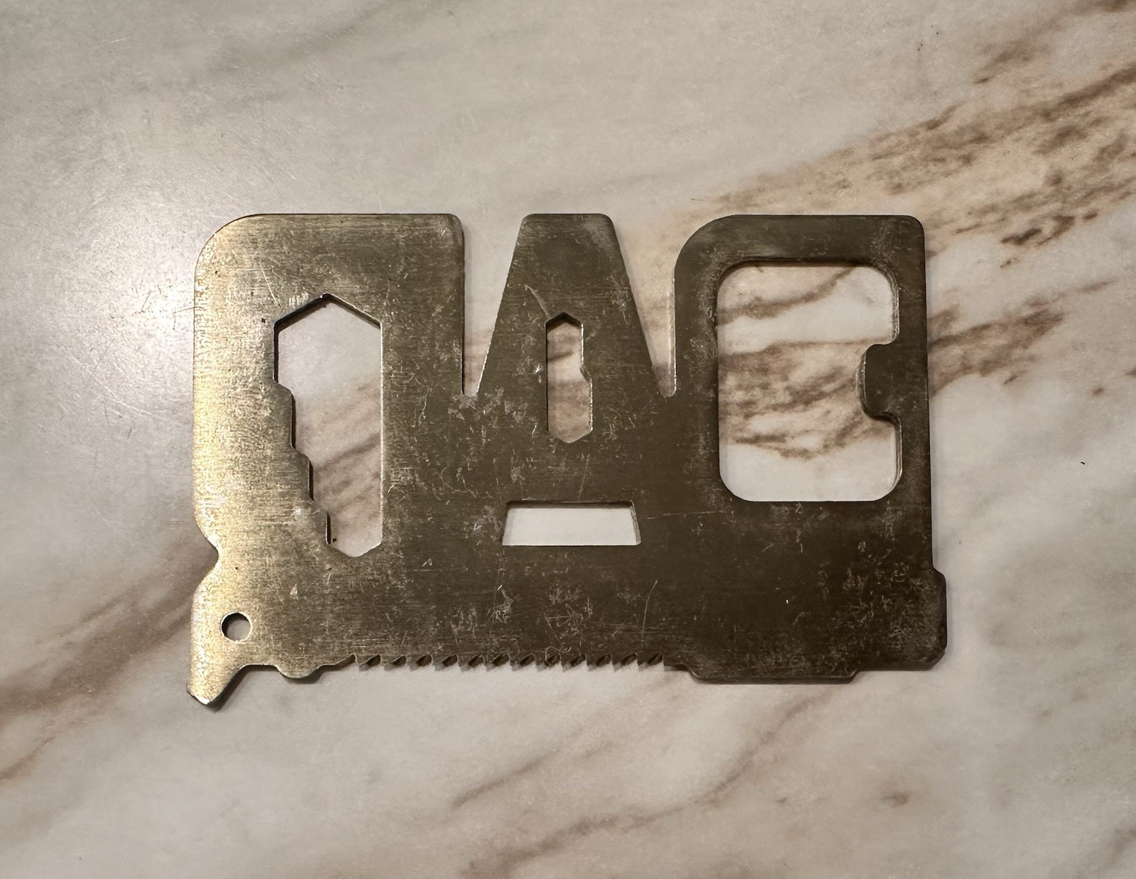 DAD Vintage Brass Pocket Multi-Tool | Survival Saw Ruler Wrench Bottle Opener