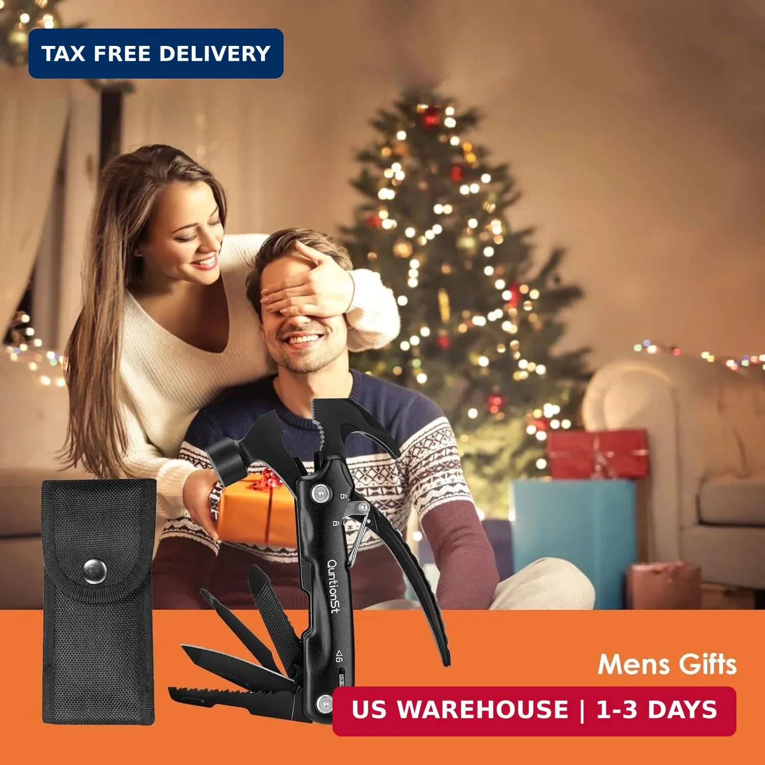 Birthday Gifts for Men,12-in-1 Hammer Multitool,Christmas Stocking Stuffers for