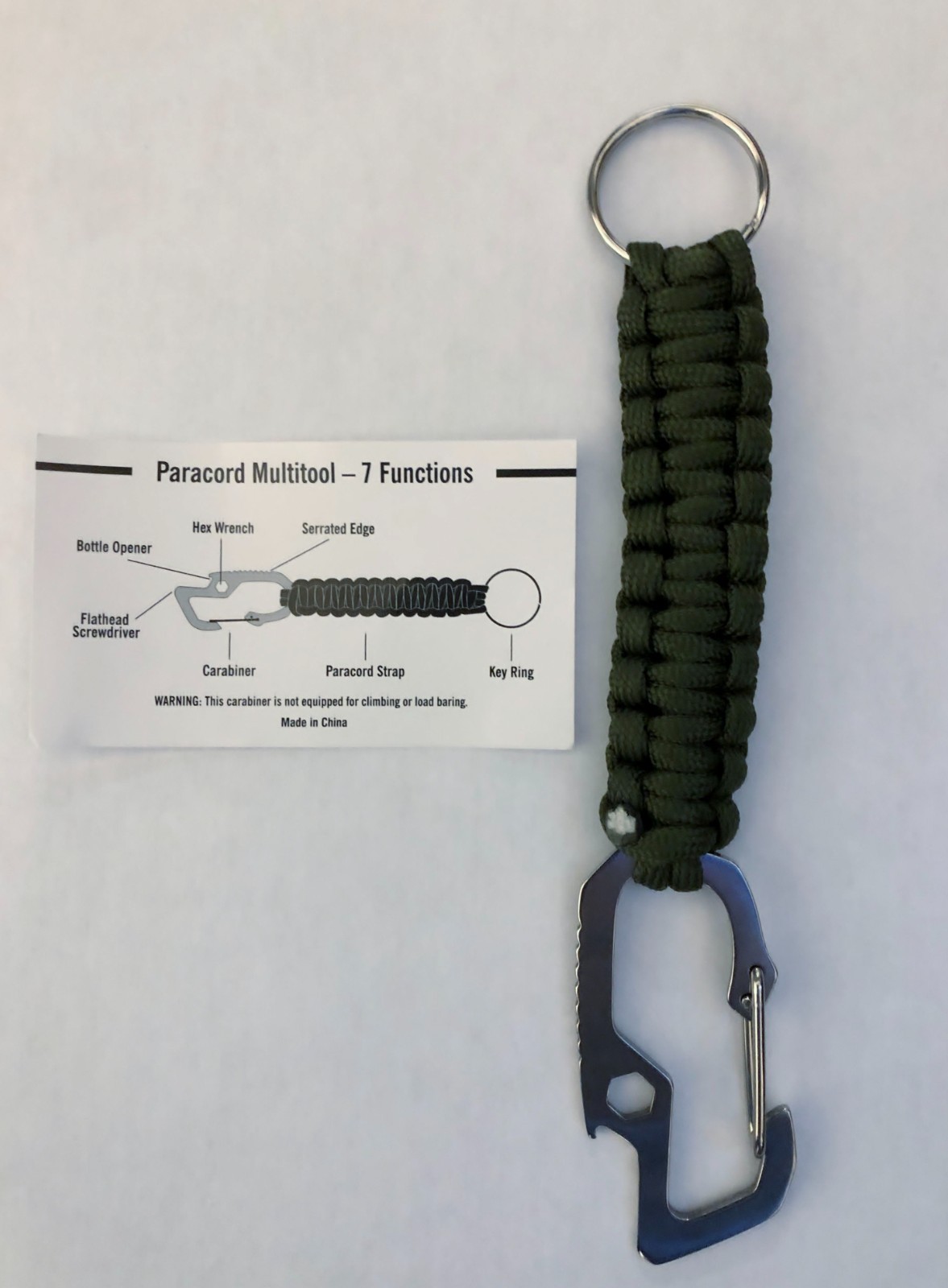 Paracord Multitool 7 Functions Wrench Serrated Edge Carabiner Bottle Opener