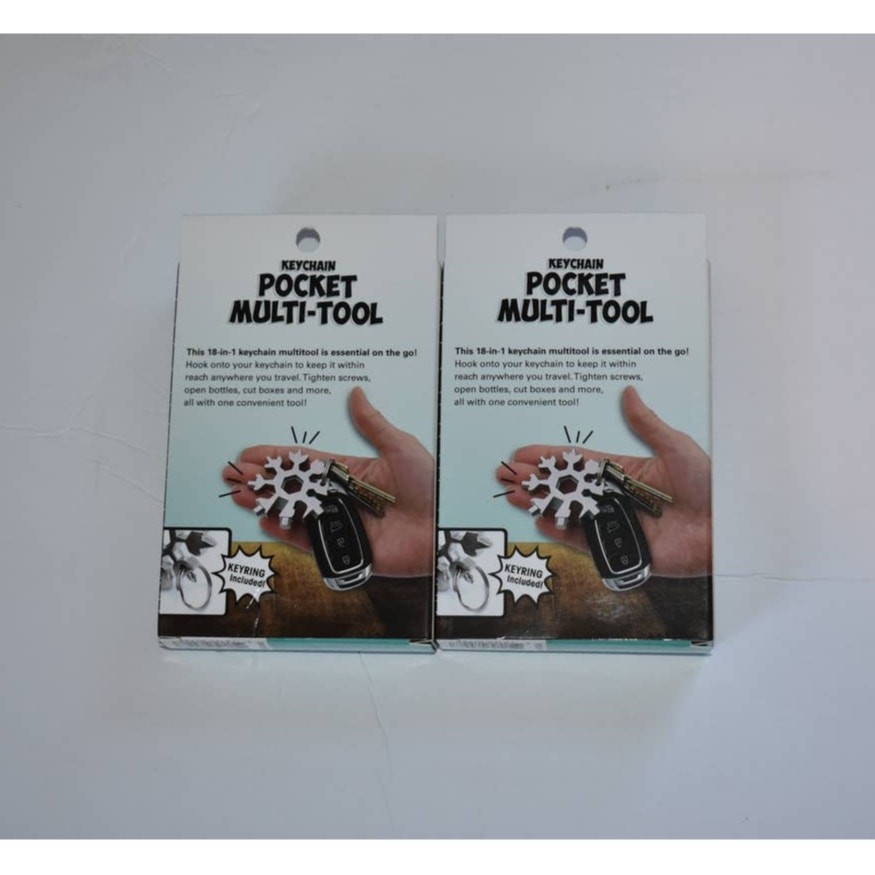 New 2 Pack Keychain Pocket Multi Tool 18 In One Keyring Included