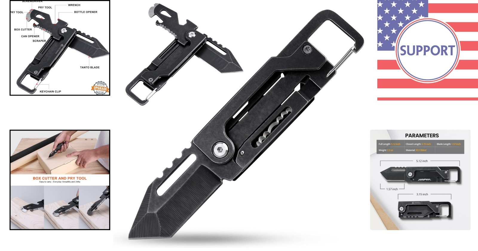 Lightweight 8-in-1 Pocket Tool – Stainless Steel Multitool for Camping & Hiking