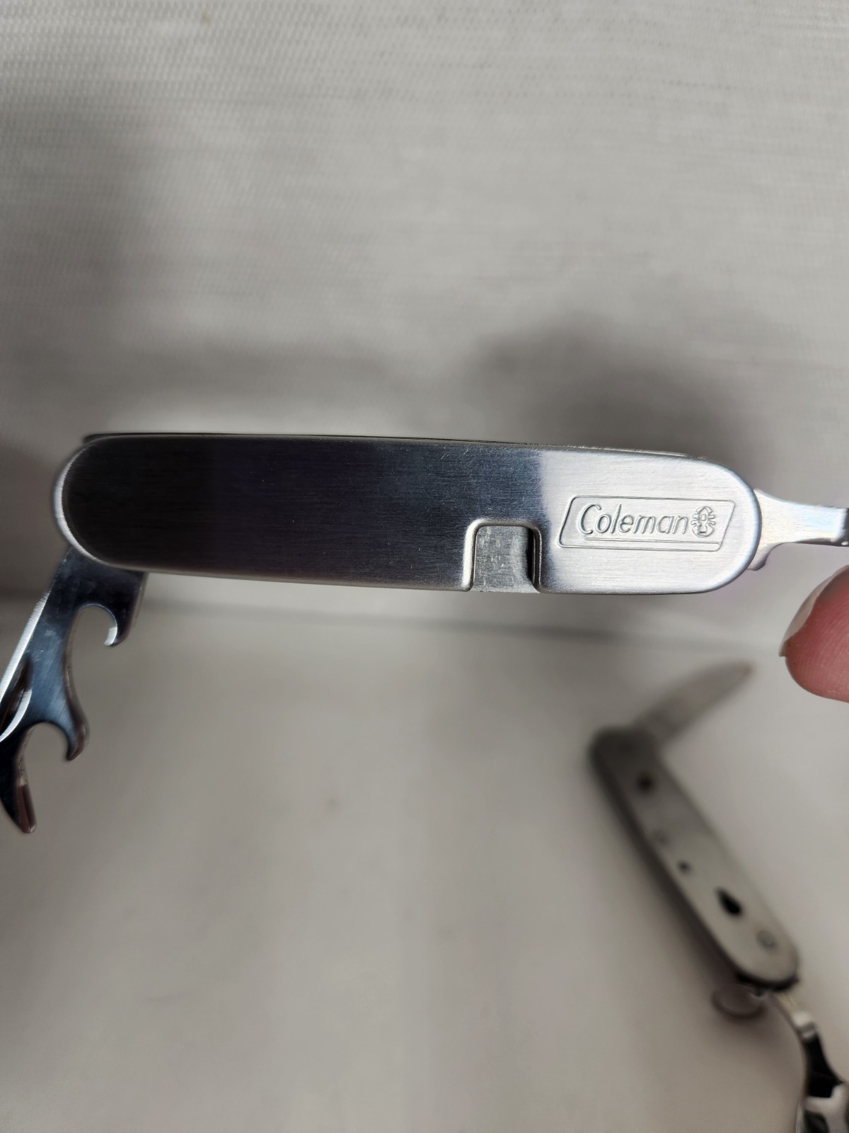 Vtg Coleman Camp Multi Tool Spoon Fork Knife Can Bottle Opener Stainless Steel