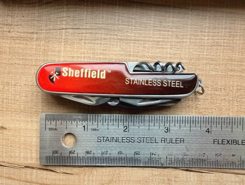 Sheffield Stainless Steel Multi-Tool Pocket Knife Corkscrew Saw Scissors & More