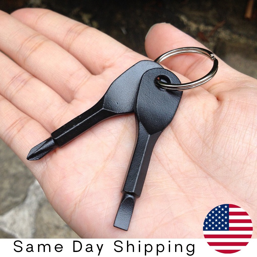 2Pcs High Quality Keychain Outdoor Screwdriver with Phillips and Flathead Keys