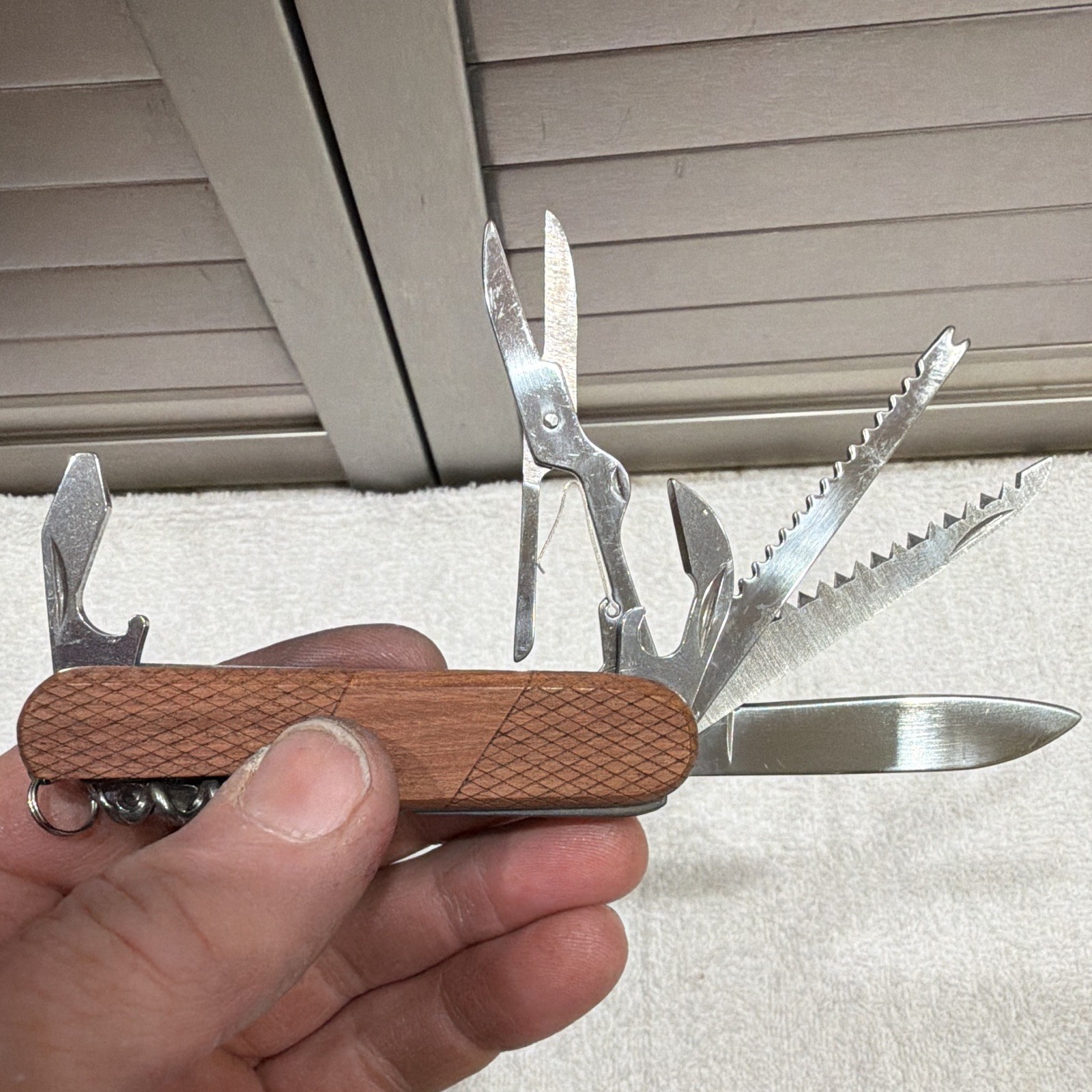 Winchester 11-in-1 Stainless Multi-Tool Pocket Knife Wood Handle Saw Scissors