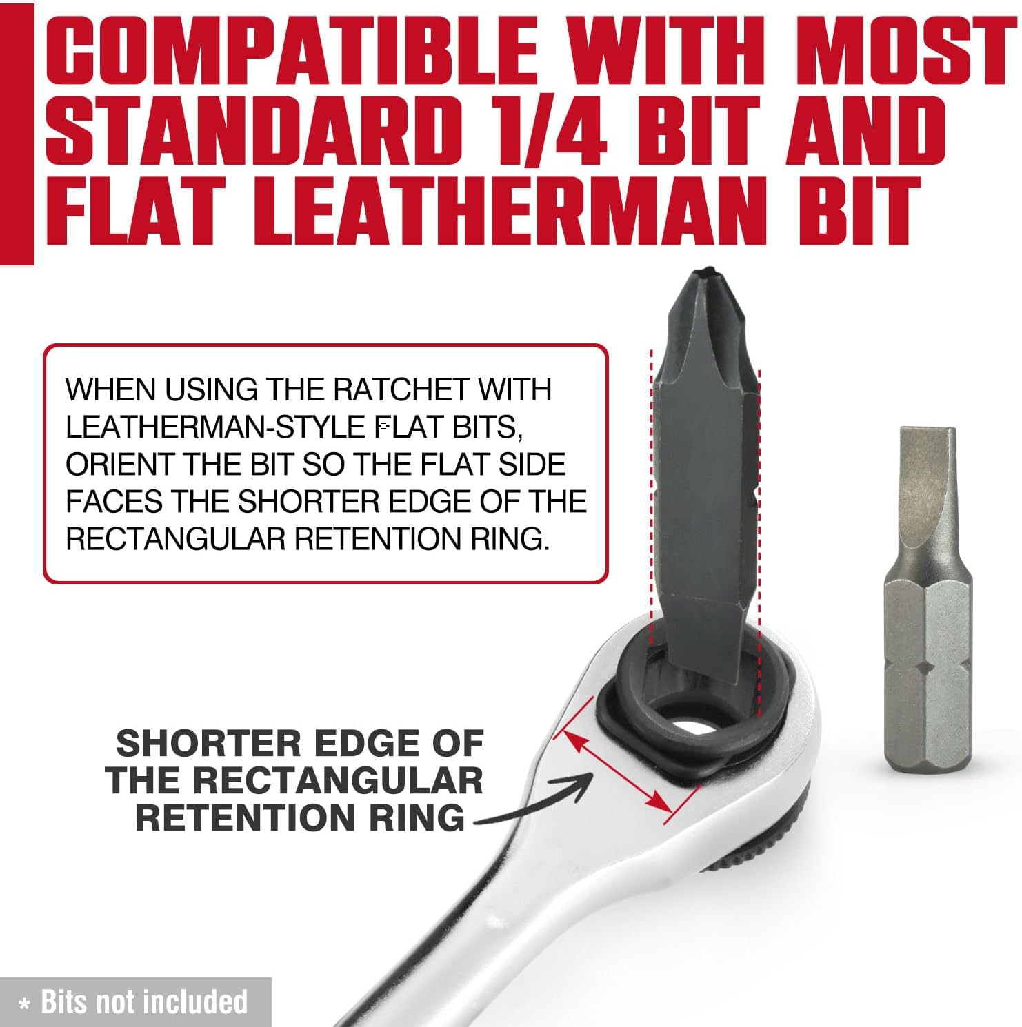 Flat Mini Ratchet Wrench – Compatible with Leatherman Multitool That Uses Flat S