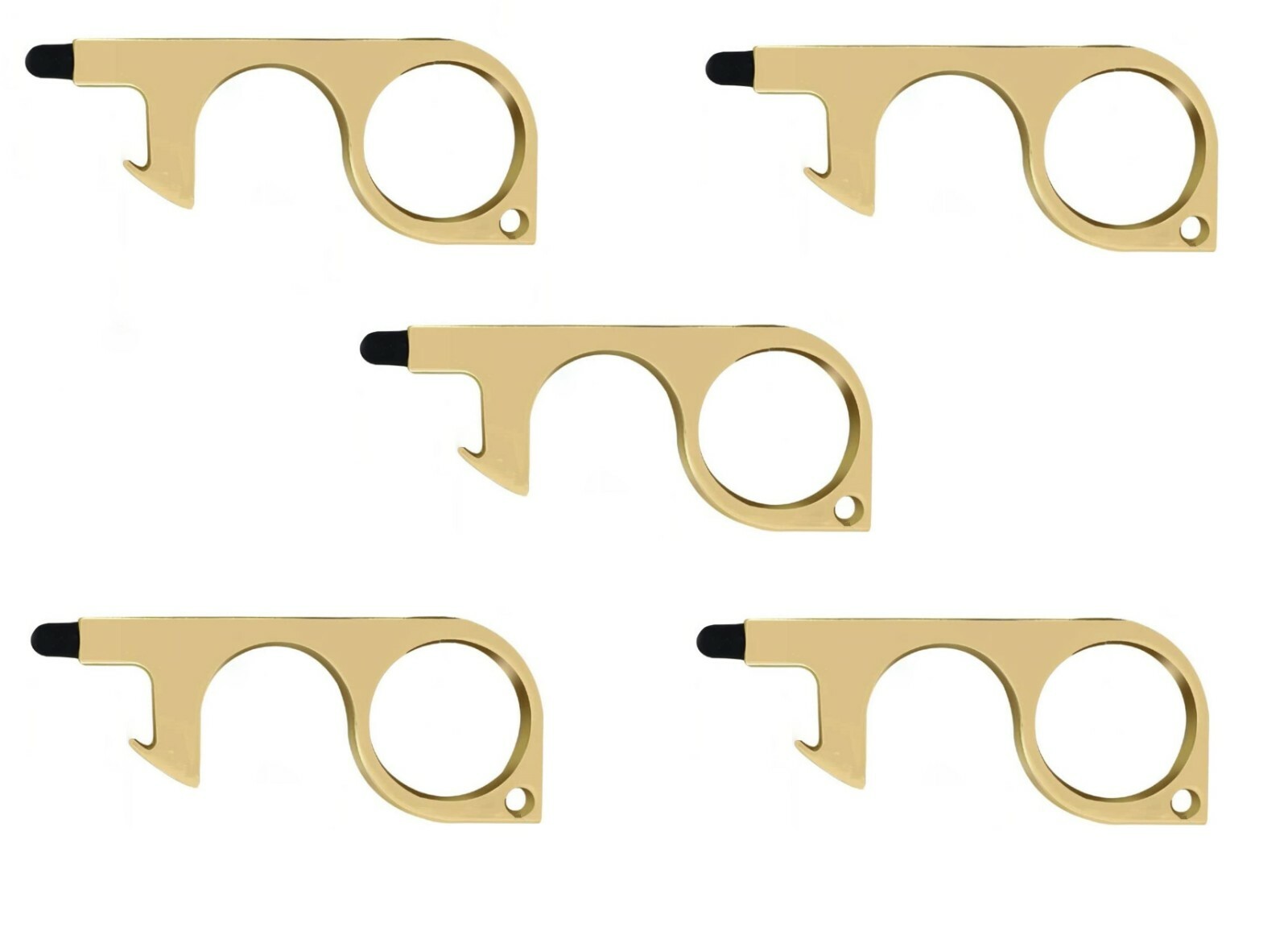 5 Pack Clean Gold Key Door Opener Handheld Keychain No Touch Hand Tool