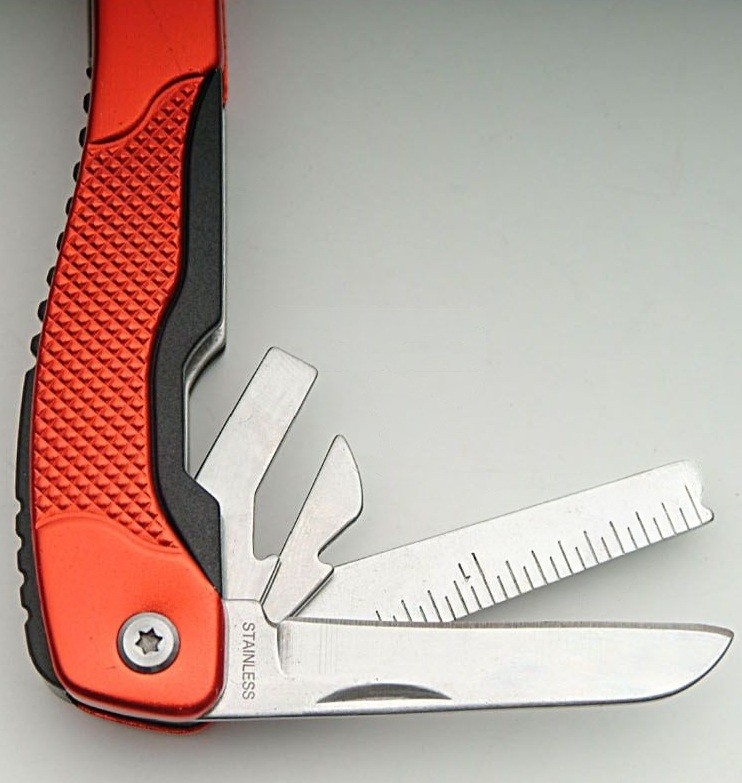 Multitool | Red 13-Tool Folding Pocket Knife 4in Closed + Black Belt Sheath