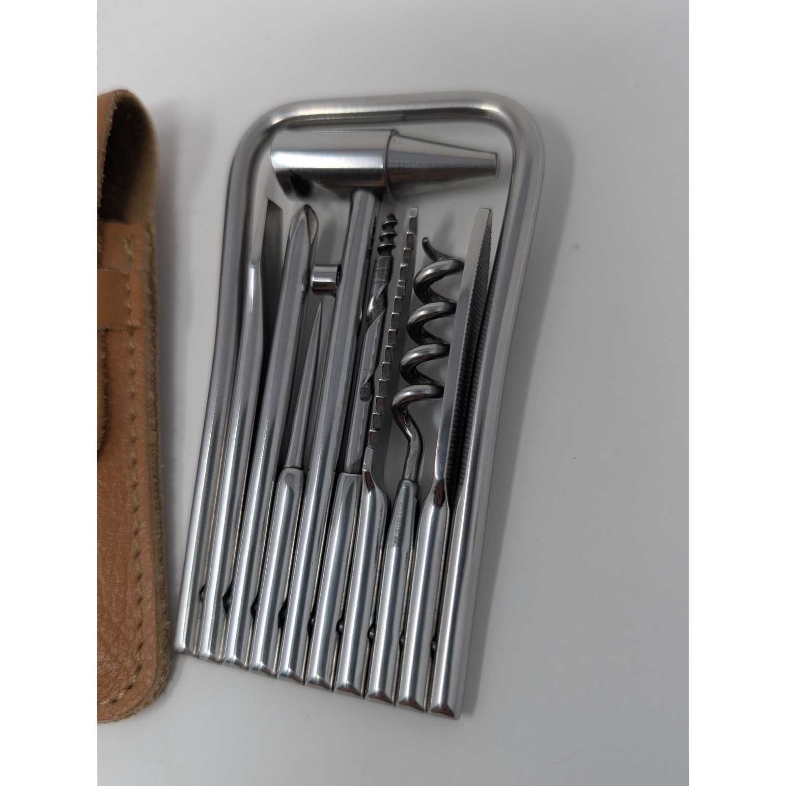 Byrd Stainless Steel Multi-Tool Leather Pouch Vintage EDC Camping Utility