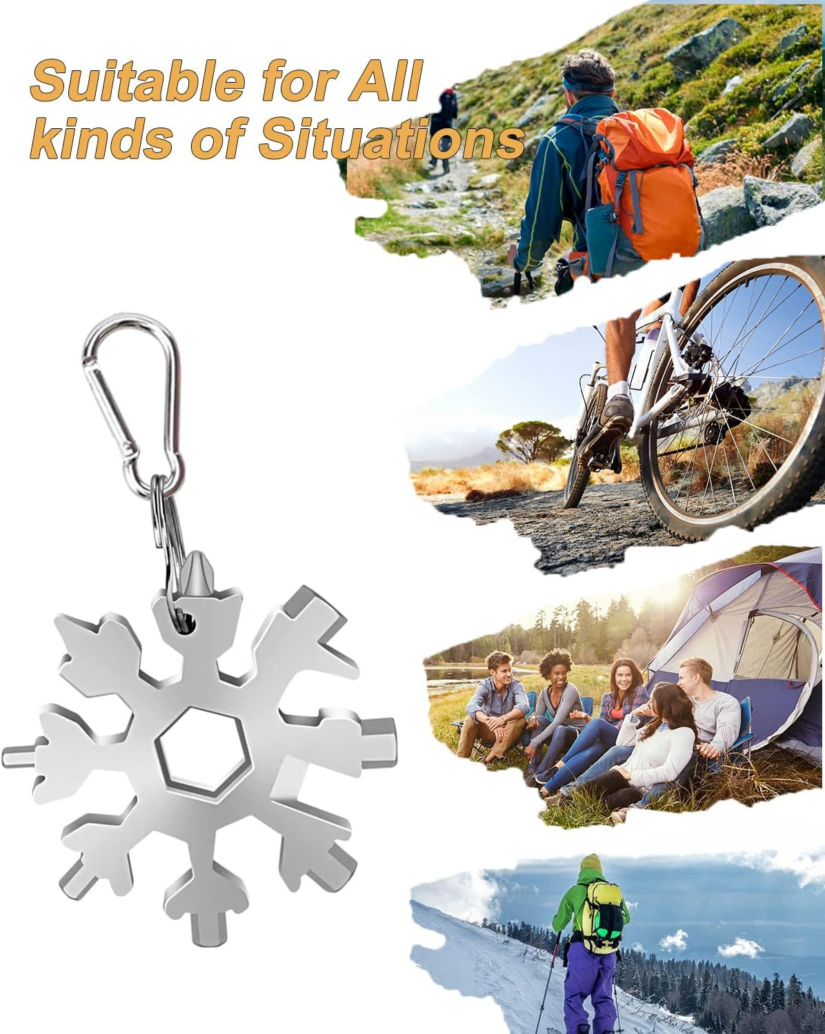 Stocking Stuffers for Adults Men, 2 Pack 18 in 1 Snowflake Multitool, Christmas