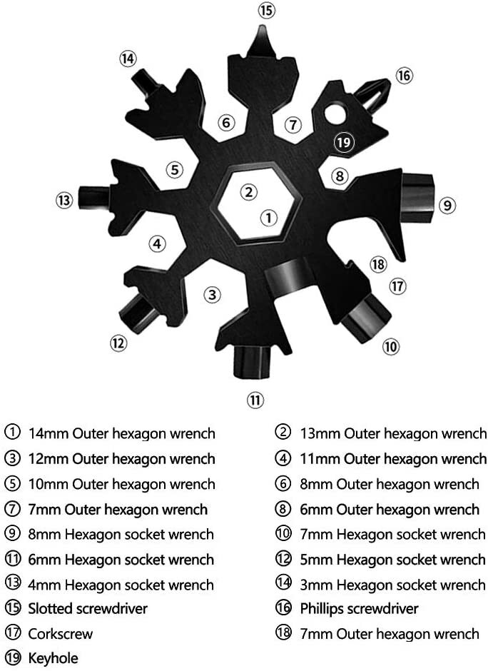4pcs Multifunction Stainless Steel Snowflakes Wrench Tools Portable Keychain USA