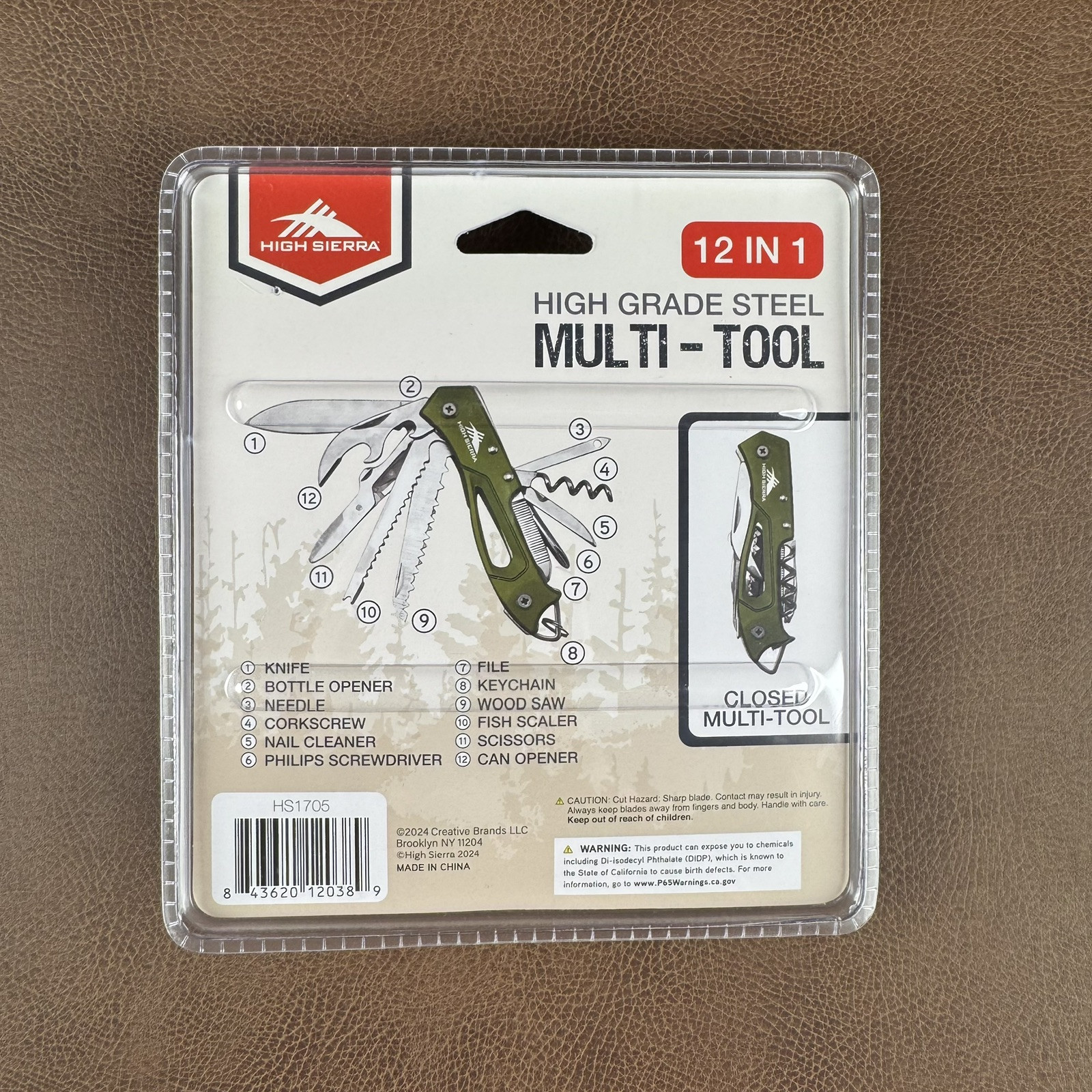 High Sierra 12 in 1 High Grade Steel Multi-Tool DurableConstruction Green HS1705