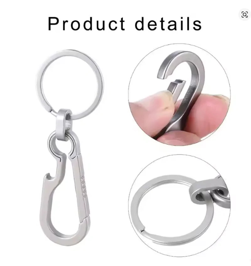 Titanium Buckles EDC Outdoor Tool Titanium Alloy Keychain Tiranium Buckle Key Ri