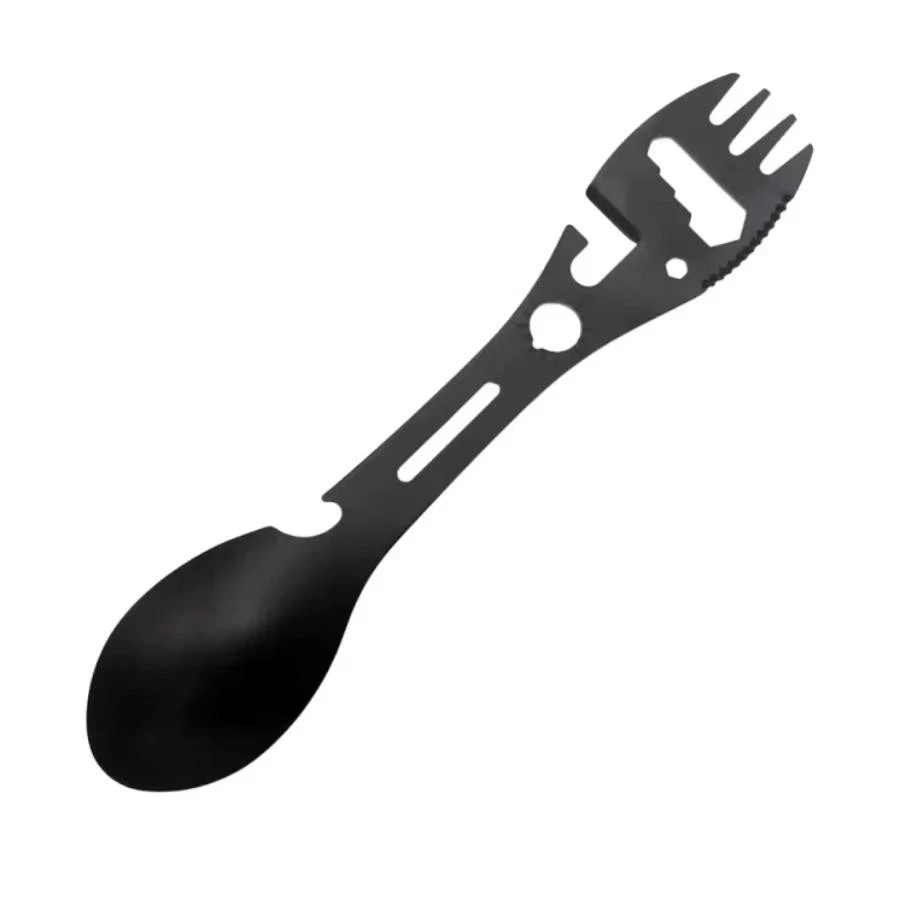 Camping Multi-tool Whistle Knife Fork Spoon Wrench Bottle Opener – 1pc