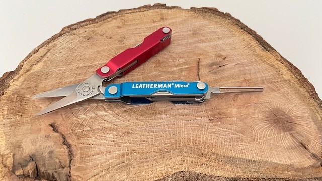 Leatherman Micra Multi Tool Stainless Steel Red& Blue Anodized Handled Scissors
