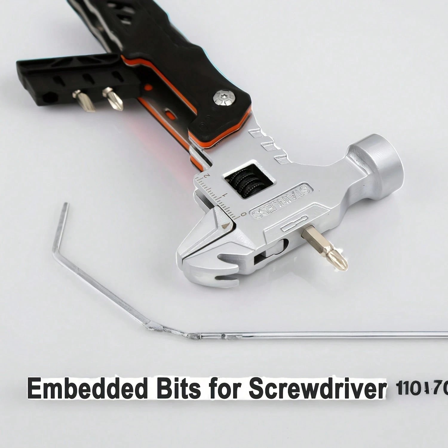 Multi-Tool Adjustable Wrench Hammer Pliers Survival Gear No Blades For Camping