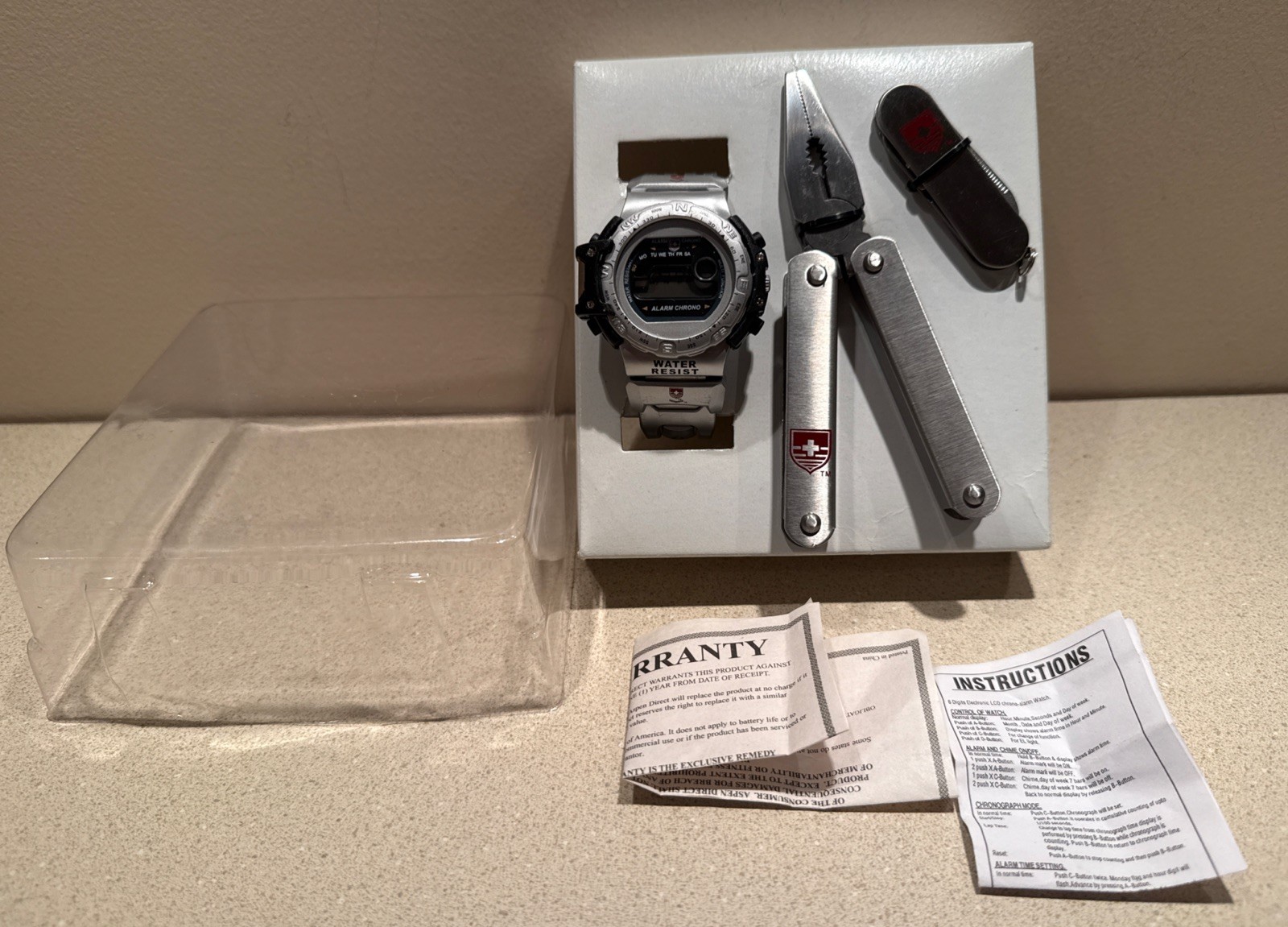 Multi-Tool, Sports Watch & 6 Function Swiss Knife Kit by Outdoor Companions. NEW