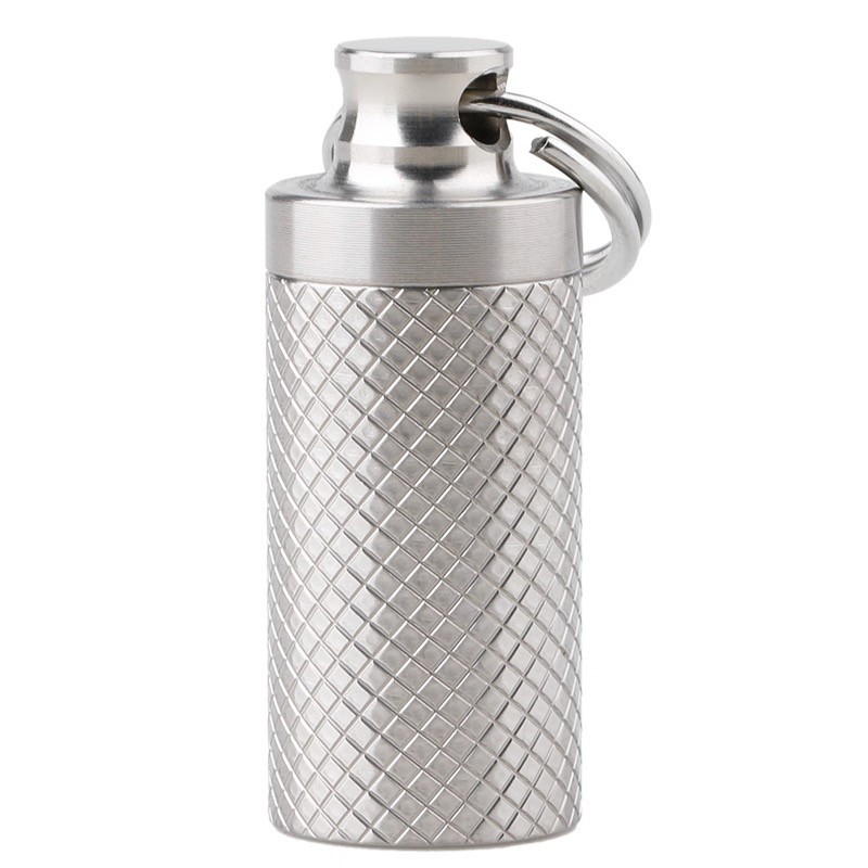 EDC TC4 Titanium Portable Keychain Pill Capsula Case Outdoor Survival Tool F-14T