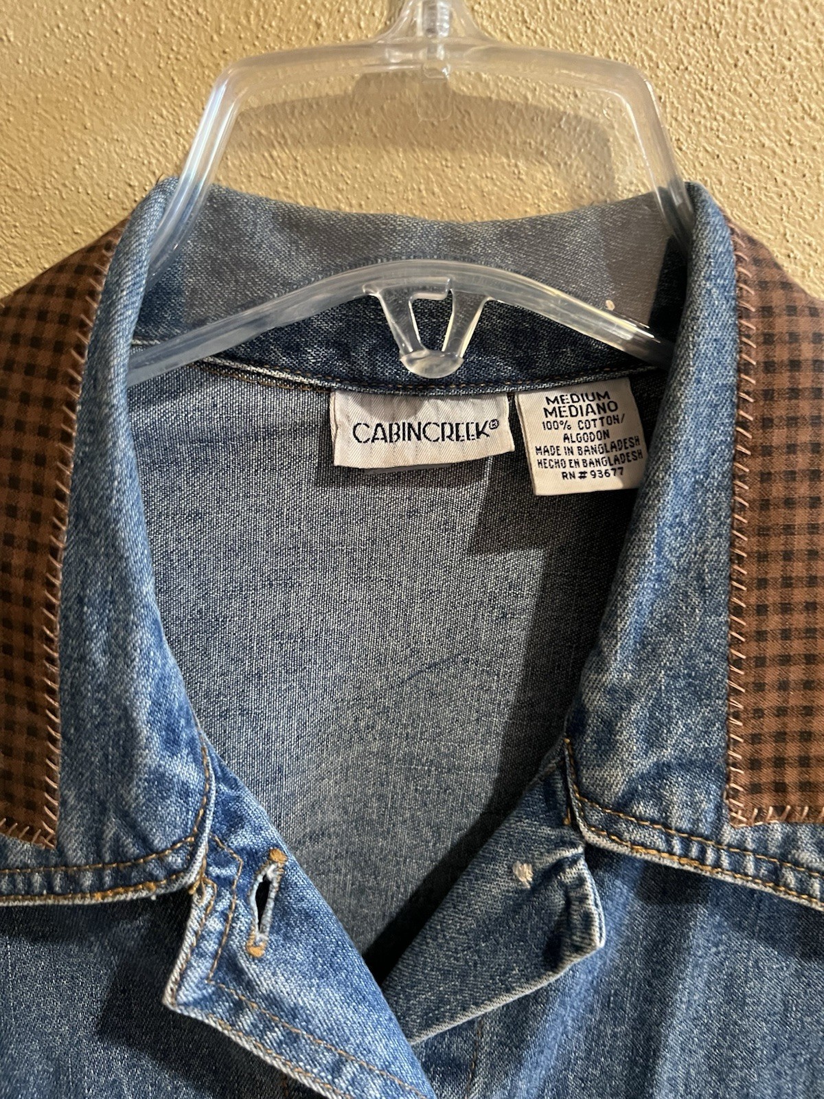 CABIN CREEK Denim Button Jacket Appliqued-Bear, Evergreens, Star, Moon Size M-L