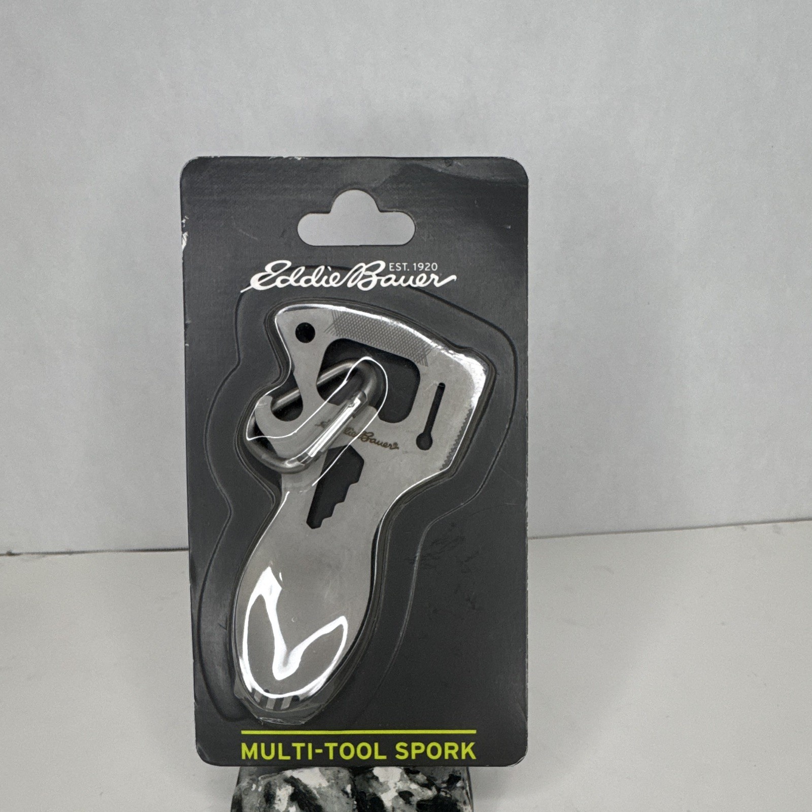 Eddie Bauer Multi-Tool Spork 8-in-1 Stainless Steel w/ Carabiner, Silver