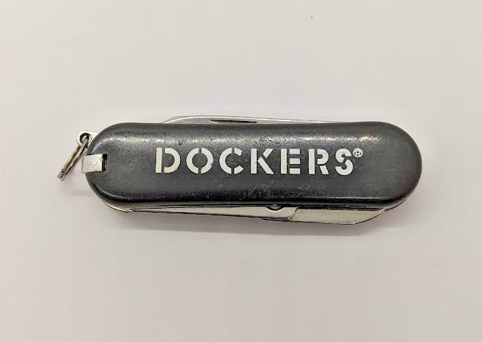 Dockers Gray Multi Tool Scissors File Plain Edge Knife Toothpick Tweezers